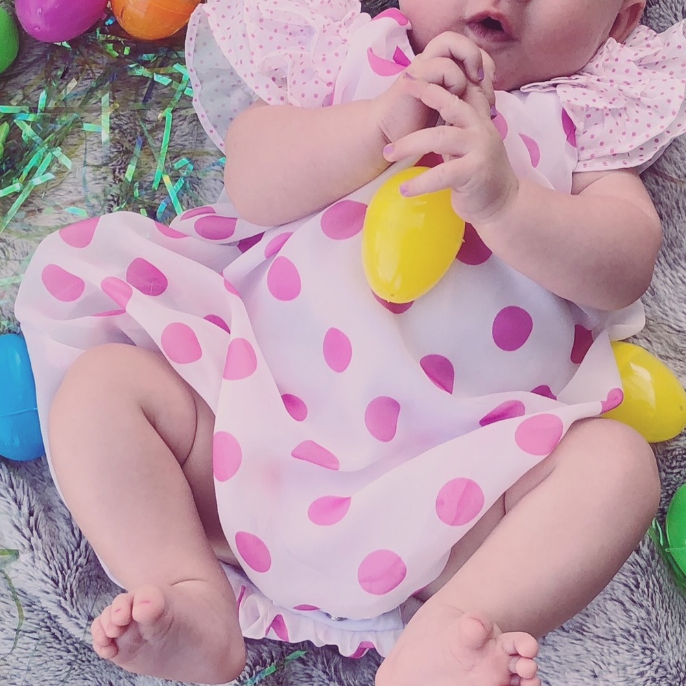 Pink polka dot sundress